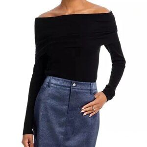 88$ Wayf Sonia Off-The-Shoulder Sweater Long Sleeves Size XS Black